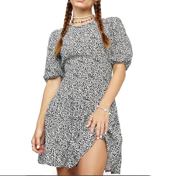 Free People Dancing in the Dark dress size small open back black and white - Picture 2 of 8